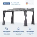 Terrassendach Toledo | Terrassenüberdachung Gartenpavillon lichtdurchflutet Aluminium | Hardtop Pavillon 12 m² - 4 x 3 m (B x T) anthrazit incl. 270° Wind- und Regenschutz - Thumbnail 6