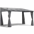 Terrassendach Toledo | Terrassenüberdachung Gartenpavillon lichtdurchflutet Aluminium | Hardtop Pavillon 12 m² - 4 x 3 m (B x T) anthrazit incl. 270° Wind- und Regenschutz - Thumbnail 9