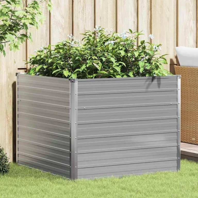vidaXL Hochbeet Verzinkter Stahl 100x100x77cm Gartenbeet Gemüsebeet Pflanzbeet – Bild 3