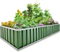 KING BIRD Hochbeete-Kit 258x90x30cm, verzinkt Gartenbeet Pflanzkübel Pflanzkasten mit 8 T-Etiketten&Handschuhen,Grün - Thumbnail 1