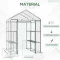 Outsunny Foliengewächshaus begehbares Gartenhäuschen Tomatengewächshaus Treibhaus Frühbeet mit 6 Regalen Transparent Stahl PVC-Kunststoff 143 x 143 x 195 cm - Thumbnail 3
