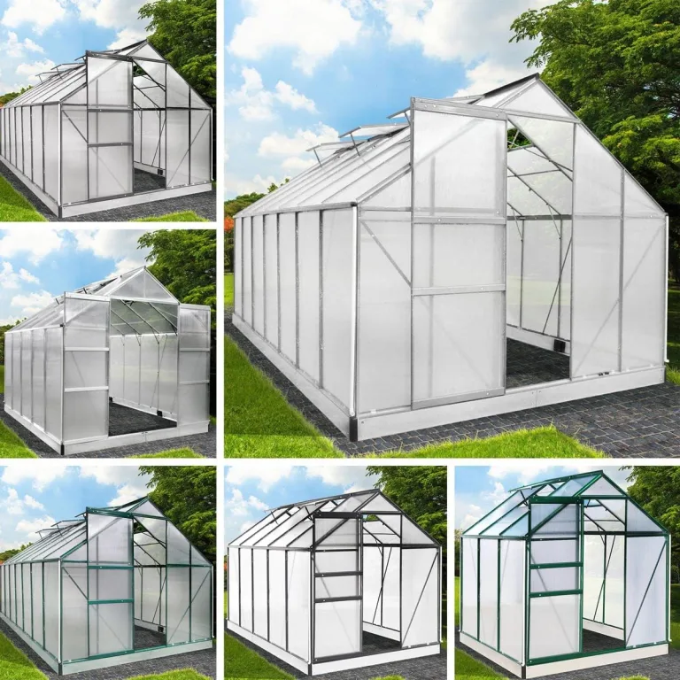 BRAST Gewächshaus Aluminium mit Fundament | 42 Modelle | 130x190x195cm - 490x250x235cm | TÜV geprüft | 6mm Hohlkammerplatten | rostfrei wetterfest temperaturbeständig | 380x190x195cm Silber – Bild 1