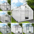 BRAST Gewächshaus Aluminium mit Fundament | 42 Modelle | 130x190x195cm - 490x250x235cm | TÜV geprüft | 6mm Hohlkammerplatten | rostfrei wetterfest temperaturbeständig | 380x190x195cm Silber - Thumbnail 2