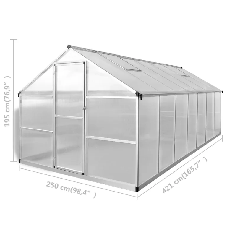 vidaXL Gewächshaus UV-beständig Wärmedämmung Gartenhaus Treibhaus Tomatenhaus Pflanzenhaus Frühbeet Garten Verstärktes Aluminium 10,53m² – Bild 2