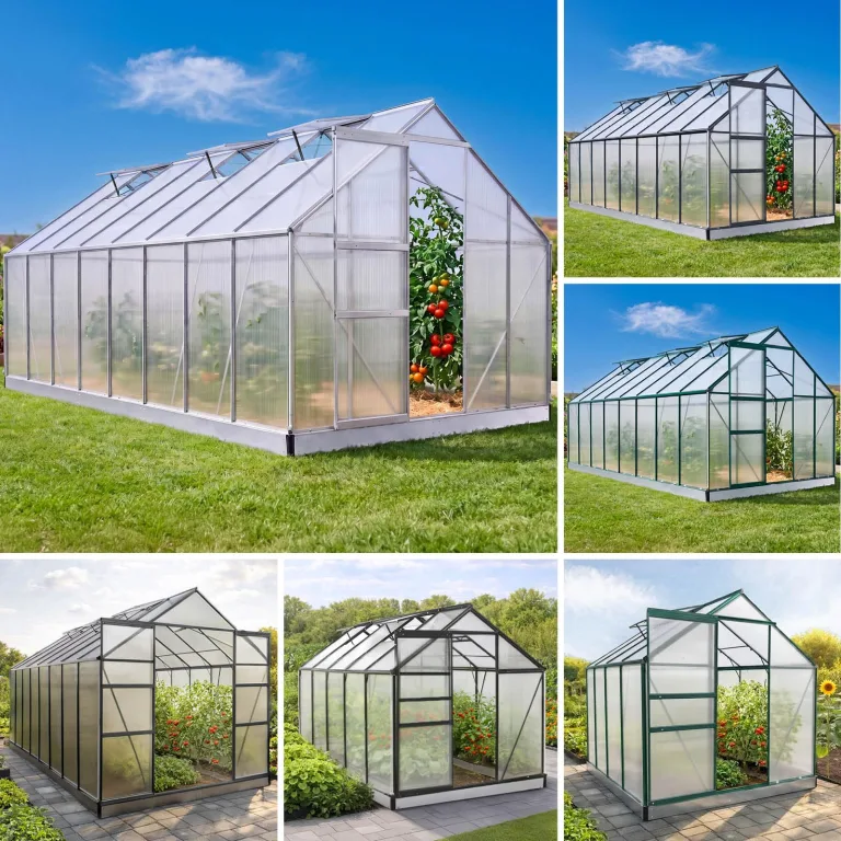BRAST Gewächshaus Aluminium mit Fundament | 42 Modelle | 130x190x195cm - 490x250x235cm | TÜV geprüft | 6mm Hohlkammerplatten | rostfrei wetterfest temperaturbeständig | 490x250x205cm Silber – Bild 1