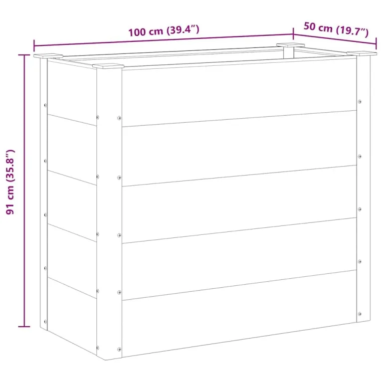 vidaXL Garten Hochbeet Pflanzkasten Blumenkasten Gemüsebeet Pflanzkübel Blumenkübel Frühbeet Gartenbeet Pflanzbeet WPC 100x50x91cm Grau – Bild 9