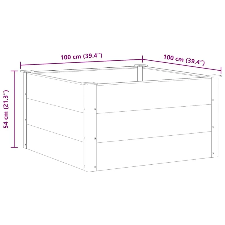 vidaXL Garten Hochbeet Pflanzkasten Blumenkasten Gemüsebeet Pflanzkübel Blumenkübel Frühbeet Gartenbeet Pflanzbeet WPC 100x100x54cm Grau – Bild 3