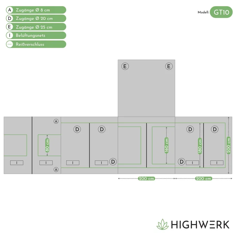 Growzelt 200 x 200 x 200 cm | MyHomeGrow Grow Tent, schwarz grün | Indoor Grow Tent für Pflanzenzucht | Growbox, Homegrow, Growschrank | Zuchtzelt, Pflanzenzelt, Anzuchtzelt, Gewächshaus – Bild 2