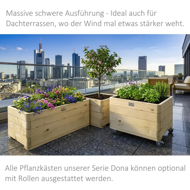 Hochbeet massiver Pflanzkasten Dona (Fichte, 118 x 50 cm) – Stabiler Pflanzkasten mit Vlies, wetterfest & fertig montiert – Bild 5
