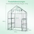COSTWAY Gewächshaus Foliengewächshaus, Treibhaus mit 2 Pflanzenständern & aufrollbaren Tür, Tomatenhaus Tomaten, Pflanzenhaus mit PE Gitterfolie, 143x73x195cm, Weiß und transparent - Thumbnail 7
