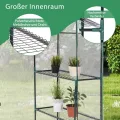 COSTWAY Gewächshaus Foliengewächshaus, Treibhaus mit 2 Pflanzenständern & aufrollbaren Tür, Tomatenhaus Tomaten, Pflanzenhaus mit PE Gitterfolie, 143x73x195cm, Weiß und transparent - Thumbnail 8