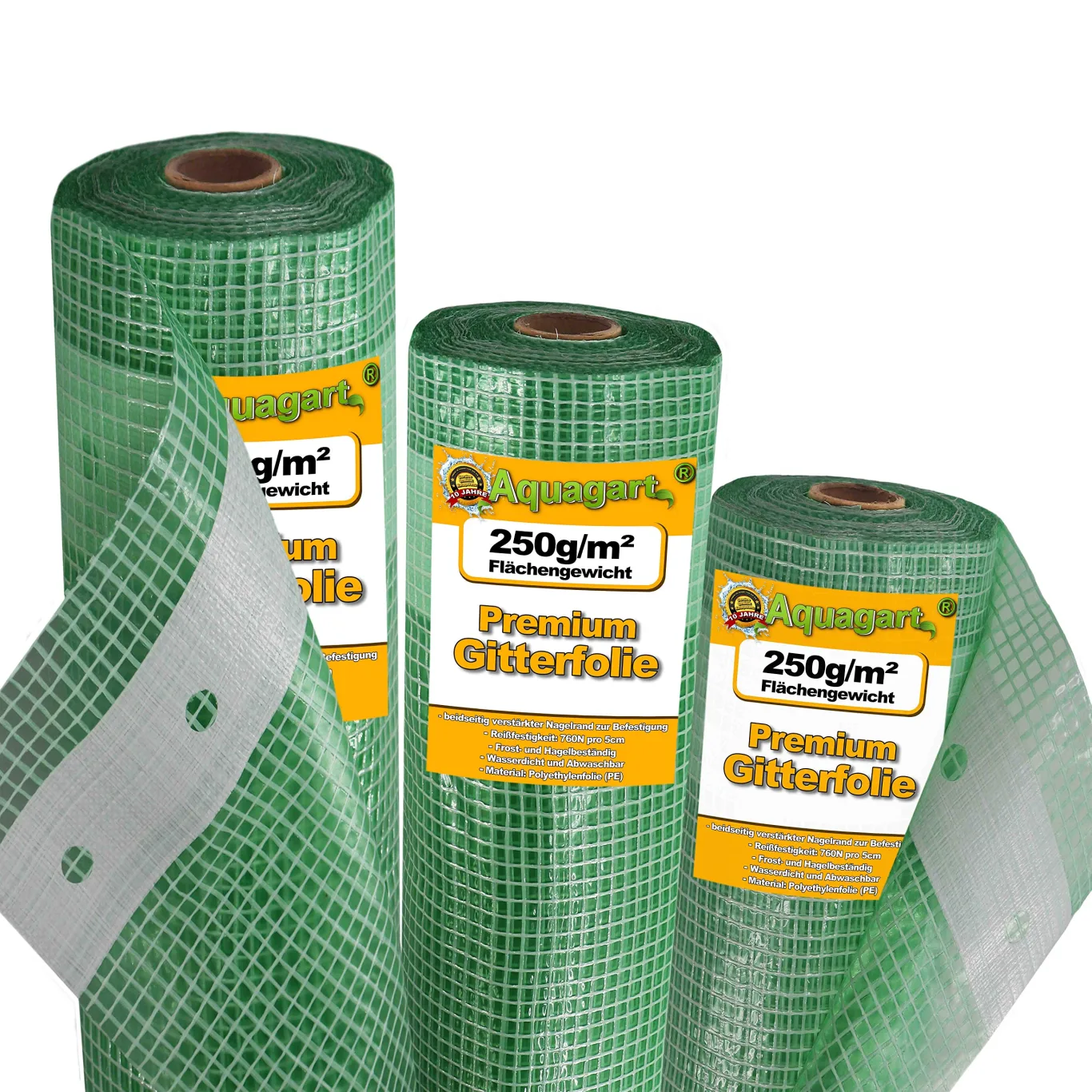 Aquagart Gewächshausfolie Gitterfolie Frühbeetfolie Gartenfolie 250g UV Stabil grün Verschiedene Breiten und Längen (14m, grün/transparent 1,5m breit) - Bild 1
