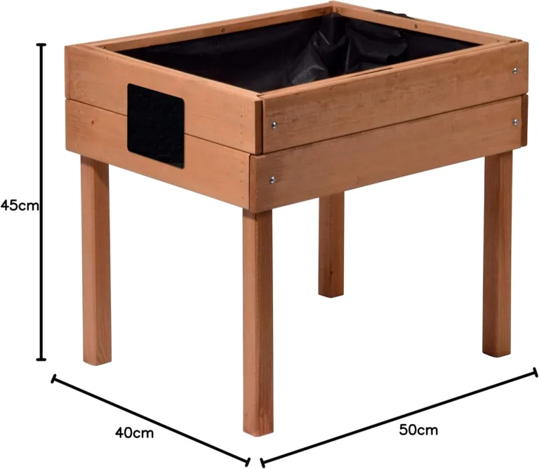 dobar® 58510FSC Kinderhochbeet mit Kreidetafel | Mini Hochbeet Holz | erhöhter Pflanzkasten für Kinder | Salatbeet auf Stelzen | Kleines Kräuterbeet Garten/Terrasse/Balkon | 50 x 40 x 45 cm | Braun – Bild 5