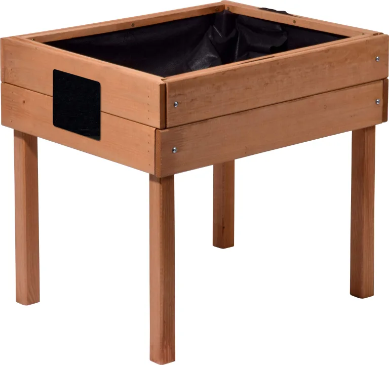 dobar® 58511FSC Kinderhochbeet mit Kreidetafel | Mini Hochbeet Holz | erhöhter Pflanzkasten für Kinder | Salatbeet auf Stelzen | Kleines Kräuterbeet für Garten/Terrasse/Balkon | 50 x 40 x 45 cm | Grau – Bild 7