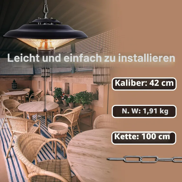 DONYER POWER Outdoor Heizungen für Garten Terrasse Heizungen Halogenheizung 800W & 2000W Elektrische Heizung für Gewächshaus Zelt – Bild 5