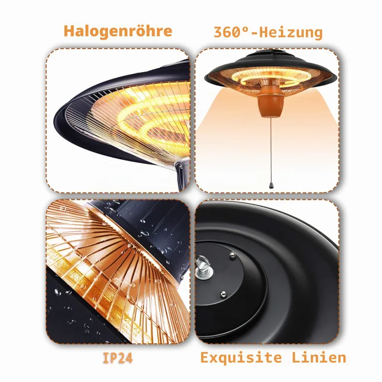 DONYER POWER Outdoor Heizungen für Garten Terrasse Heizungen Halogenheizung 800W & 2000W Elektrische Heizung für Gewächshaus Zelt – Bild 7