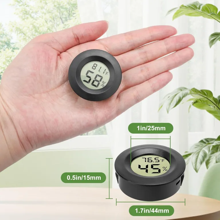 EEEKit Mini Hygrometer Thermometer, 5 Stück Klein Hydrometers, Feuchtigkeitsmesser Temperaturmessgerät für Keller Gewächshaus, Schwarzer Rund – Bild 7