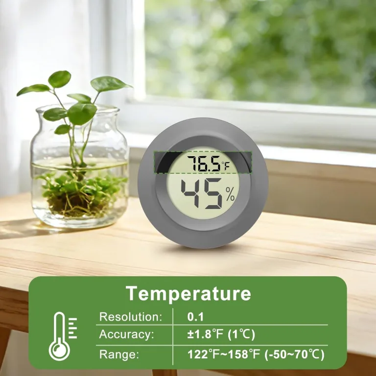 EEEKit Mini Hygrometer Thermometer, 5 Stück Klein Hydrometers, Feuchtigkeitsmesser Temperaturmessgerät für Keller Gewächshaus, Schwarzer Rund – Bild 2