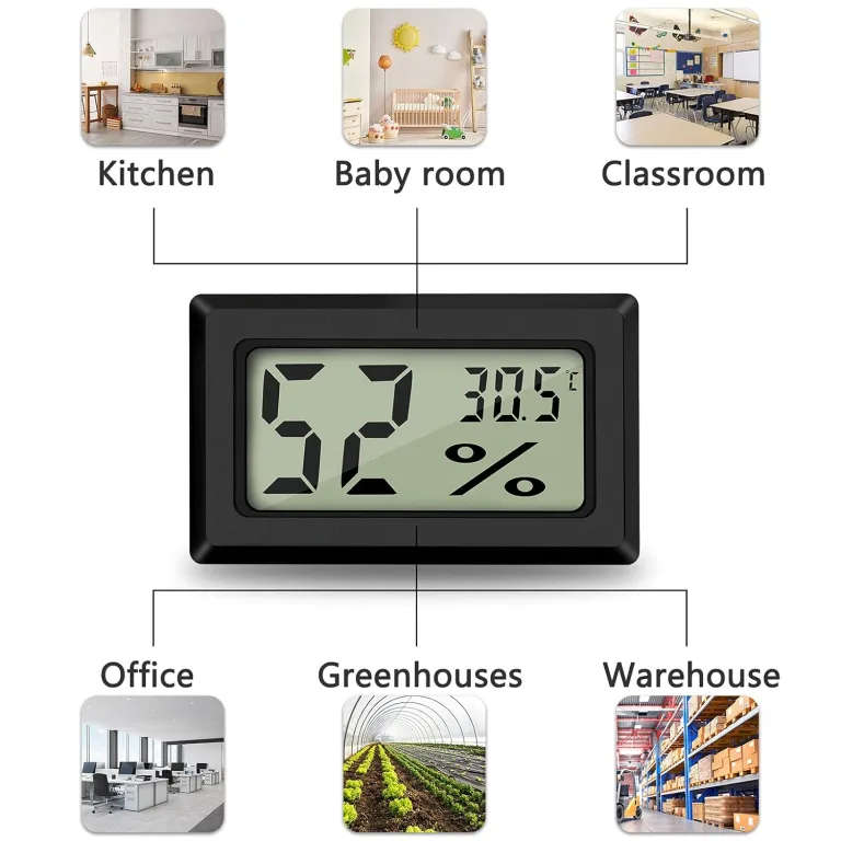 Digital Thermometer Temperatur Luftfeuchtigkeitmessgerät Hygrometer Mini für WohnzimmerInnen Gewächshaus – Bild 7