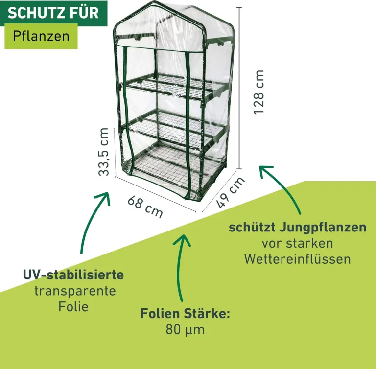 Windhager Balkon Frühbeet Folien-Gewächshaus für Kräuter, Tomaten & Co 68x49x128cm transparent – Bild 4
