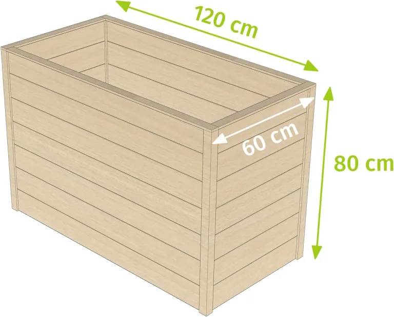 HORI Hochbeet Kit, Holz Stecksystem 80 cm hoch – Pflanzkasten Bausatz aus Fichte, 18 mm Wandstärke für Garten, Gemüsebeet & Kräuterbeet – DIY Pflanzkasten, in 15 Größen: Modell Magdeburg (60x120) – Bild 8