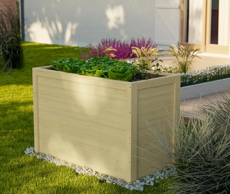 HORI Hochbeet Kit, Holz Stecksystem 80 cm hoch – Pflanzkasten Bausatz aus Fichte, 18 mm Wandstärke für Garten, Gemüsebeet & Kräuterbeet – DIY Pflanzkasten, in 15 Größen: Modell Magdeburg (60x120) – Bild 4
