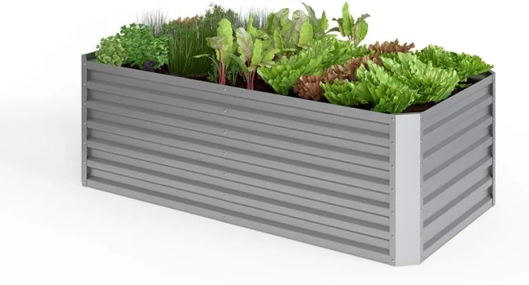 ok-Living Hochbeet Kräuterbeet Gemüsebeet rechteckig 180x90x60cm (LxBxH) Silber Pflanzkasten Frühbeet Aufzucht Beet Garten – Bild 1