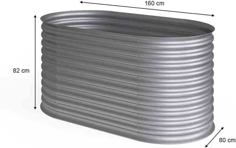 ok-Living Hochbeet Kräuterbeet Gemüsebeet oval 160x80x82cm (LxBxH) Silber Pflanzkasten Frühbeet Aufzucht Beet Garten – Bild 5