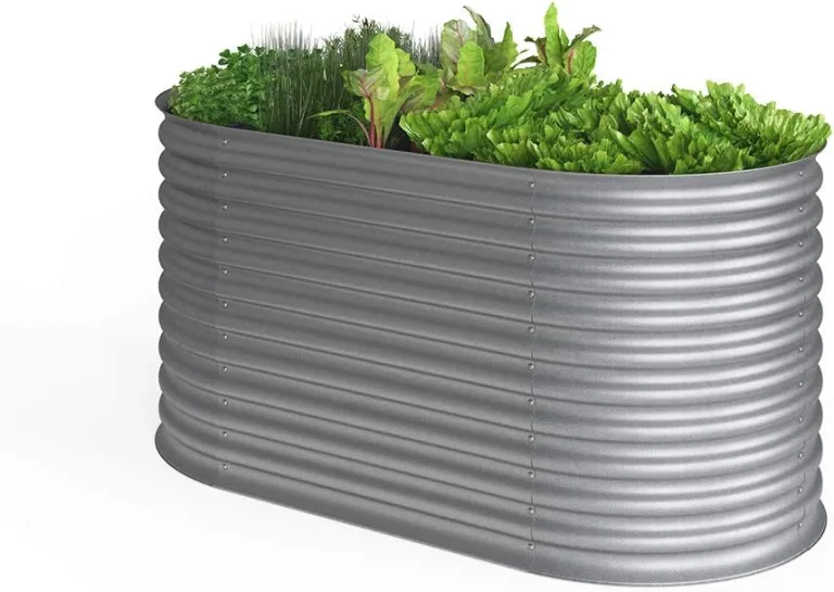 ok-Living Hochbeet Kräuterbeet Gemüsebeet oval 160x80x82cm (LxBxH) Silber Pflanzkasten Frühbeet Aufzucht Beet Garten – Bild 2