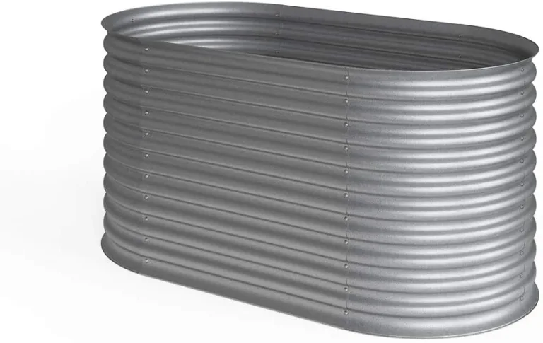 ok-Living Hochbeet Kräuterbeet Gemüsebeet oval 160x80x82cm (LxBxH) Silber Pflanzkasten Frühbeet Aufzucht Beet Garten – Bild 3