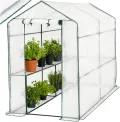 tectake® Gewächshaus mit UV-beständiger PE-Gitterfolie und 4 Metallablagegittern, 186 x 120 x 190 cm, Anzucht Gewächshaus für Tomaten & Pflanzen, Foliengewächshaus schützt vor Kälte, Regen und Frost - Thumbnail 2