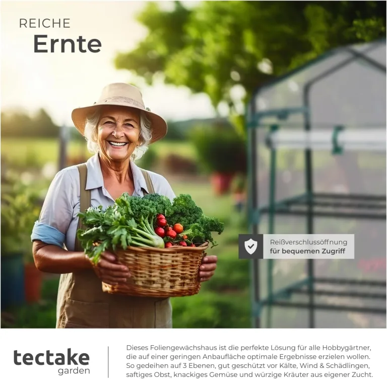 tectake® Mobiles Foliengewächshaus mit 3 Ablagen, Gewächshaus auf Rollen, stabil, UV stabilisierte PVC Folie, schützt Pflanzen vor Kälte, Regen und Frost, für Balkon, Garten Terrasse, 69 x 49 x 133 cm – Bild 7