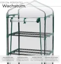 tectake® Mobiles Foliengewächshaus mit 3 Ablagen, Gewächshaus auf Rollen, stabil, UV stabilisierte PVC Folie, schützt Pflanzen vor Kälte, Regen und Frost, für Balkon, Garten Terrasse, 69 x 49 x 133 cm - Thumbnail 3