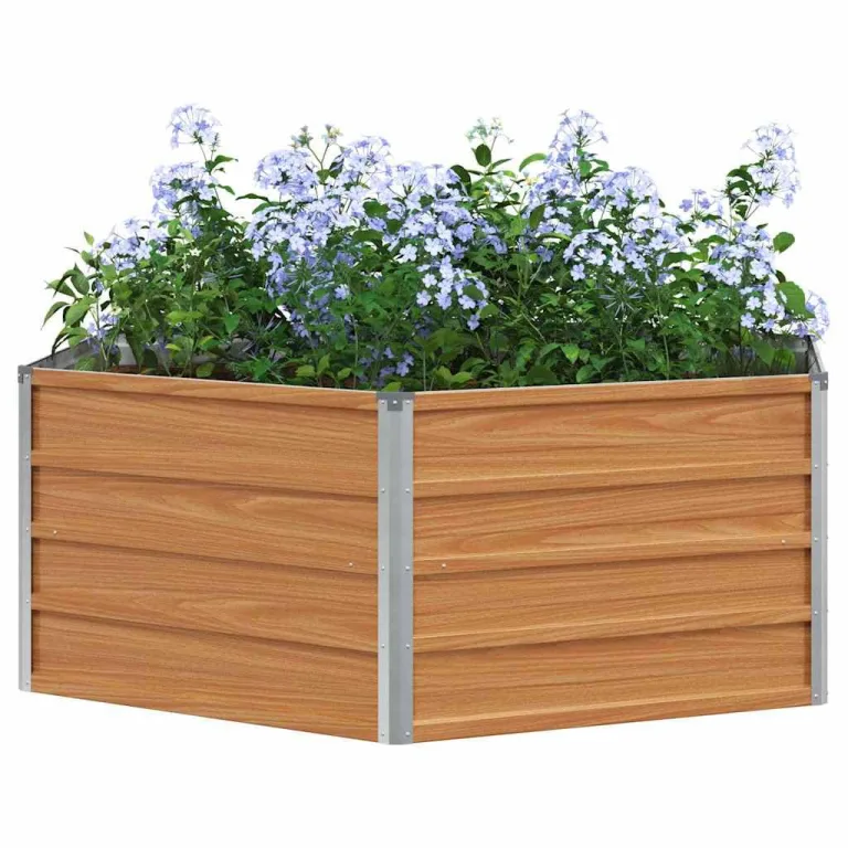 vidaXL Sechseck-Hochbeet aus verzinktem Stahl 129x129x77 cm, Grau, Pflanzkasten mit offenem Boden, wetterfest, für Gemüse, Kräuter und Garten – Bild 10