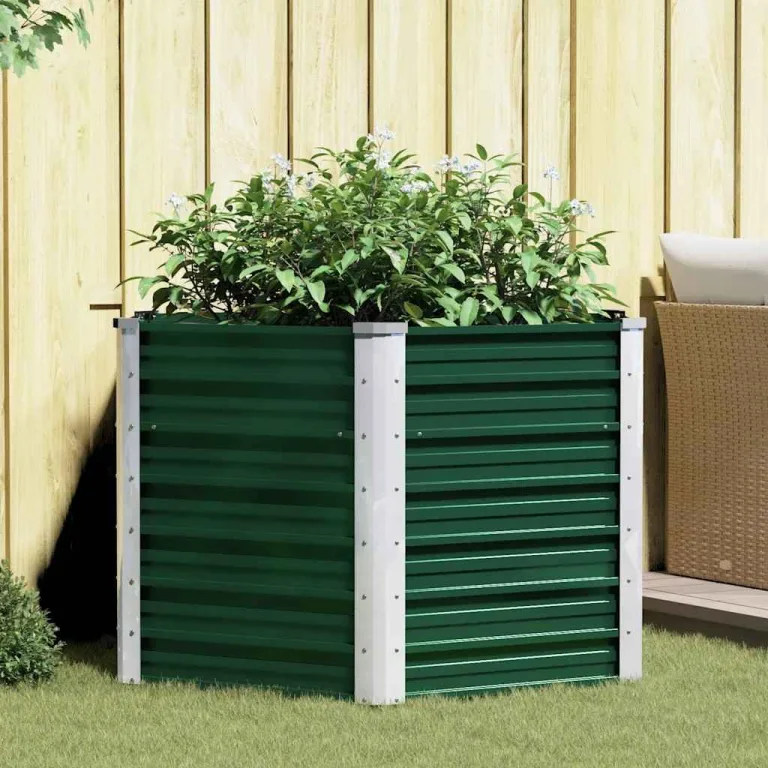 vidaXL Hochbeet Verzinkter Stahl 129x129x77cm Grün Gartenbeet Frühbeet Garten – Bild 2