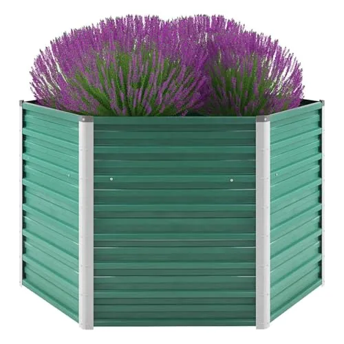 vidaXL Hochbeet Verzinkter Stahl 129x129x77cm Grün Gartenbeet Frühbeet Garten – Bild 10