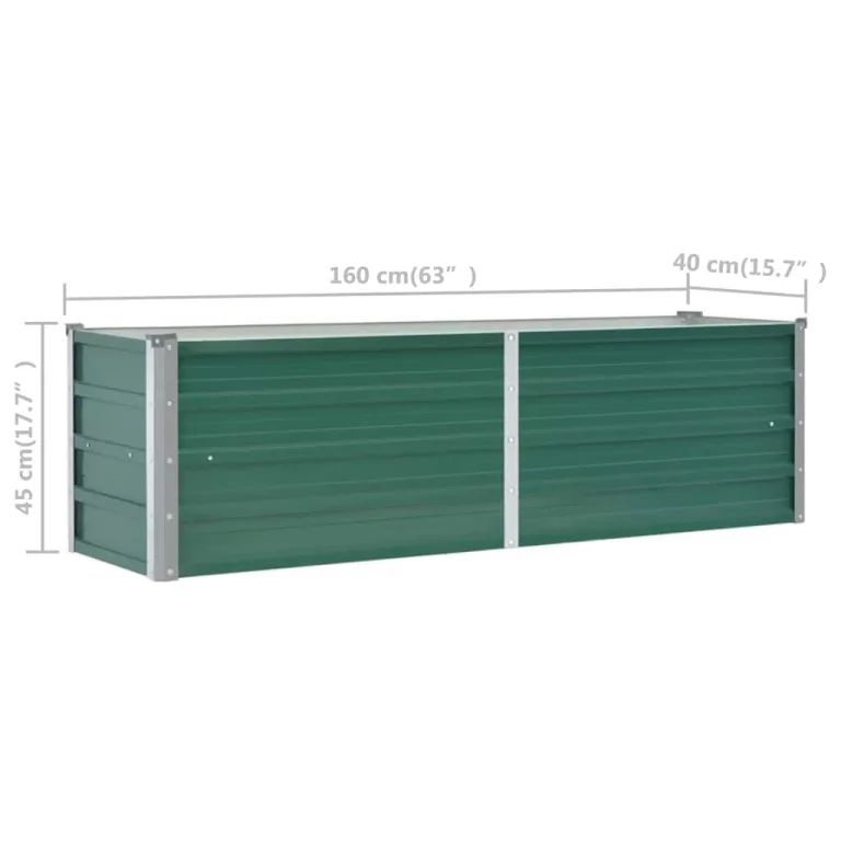 vidaXL Hochbeet Verzinkter Stahl 160x40x45cm Grün Gartenbeet Frühbeet Garten – Bild 3