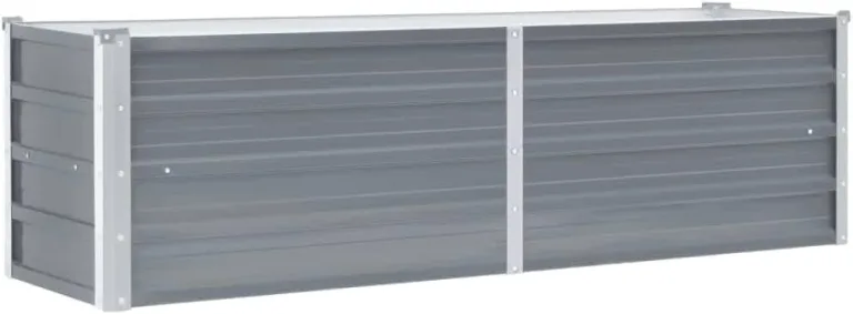 vidaXL Hochbeet aus verzinktem Stahl, 160 x 40 x 45 cm, Grau, Pflanzkübel mit offenem Boden, für Garten, Gemüse und Kräuter, Außenbereich – Bild 1