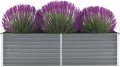 vidaXL Hochbeet aus verzinktem Stahl, 160 x 40 x 45 cm, Grau, Pflanzkübel mit offenem Boden, für Garten, Gemüse und Kräuter, Außenbereich - Thumbnail 3