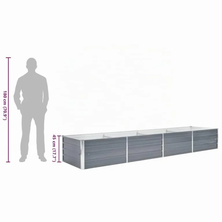vidaXL Hochbeet Verzinkter Stahl 320x80x45cm Garten Pflanzbeet Blumenkasten – Bild 4