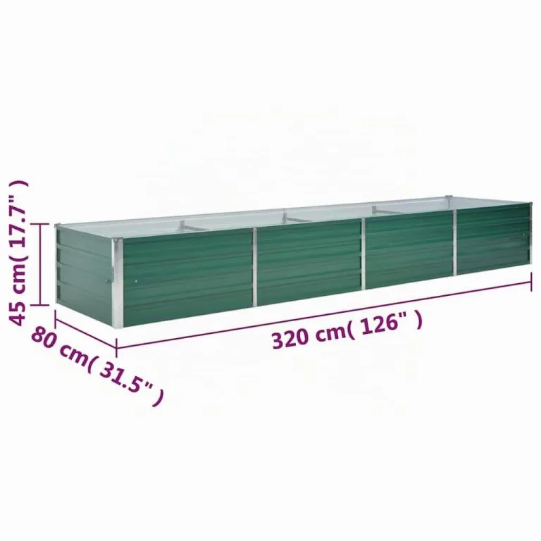 vidaXL Hochbeet Verzinkter Stahl 320x80x45 cm Grün Gartenbeet Pflanzbeet – Bild 3