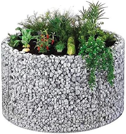 bellissa - Gabionen-Hochbeet rund Durchmesser 146cm außen 126cm innen, Höhe 80 cm - Feinmaschige Gabionenkörbe befüllbar - Witterungsbeständiges Gabionen-Hochbeet - DIY-Bausatz inkl. Trennfolie (L)