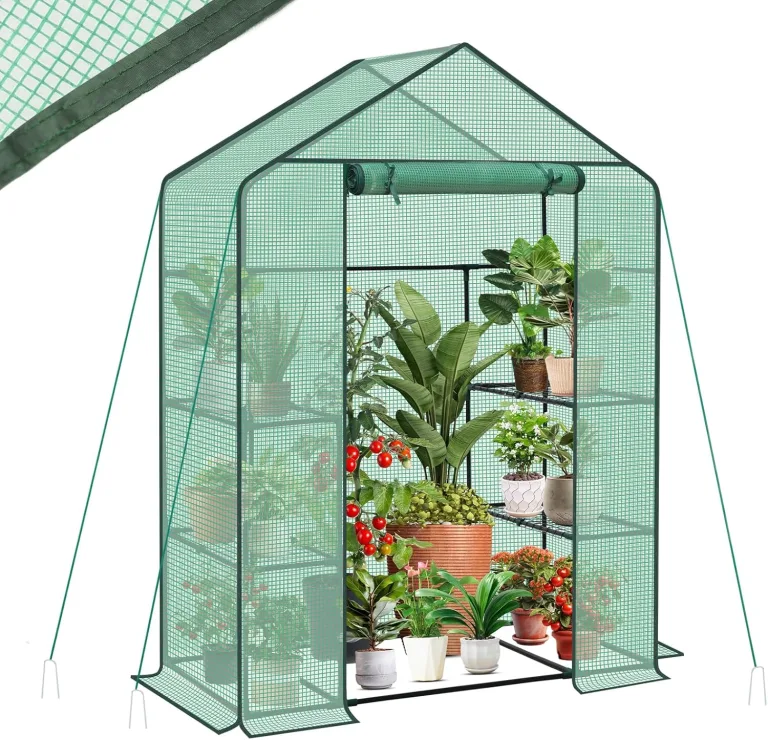Sekey Gewächshaus 200x145x145 cm, Foliengewächshaus Stabil, Gewächshaus Balkon mit 10 Regalböden für optimales Pflanzenwachstum, Weiß, XXL – Bild 8