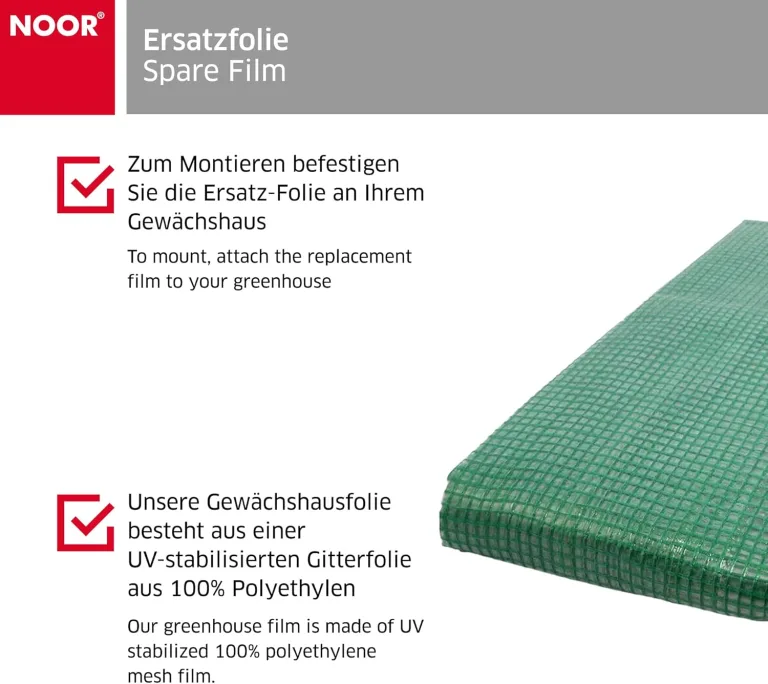 NOOR Ersatzfolie für Tomaten-Gewächshaus Premium - UV-stabilisierte Gartenbaufolie 135 g/m² - ca. 200x75x175 cm – Bild 4