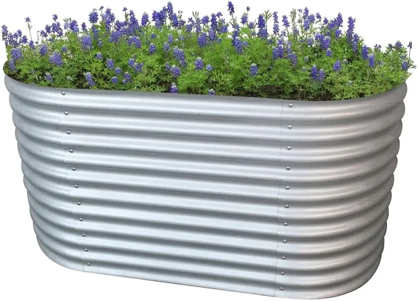 RS Trade Hochbeet Metall Rimini XL, 200×100×82 cm, Garten- & Gemüsehochbeet aus Stahl-Wellblech mit Zink-Aluminium, oval, bodenlos, rostfrei & witterungsbeständig - Bild 1
