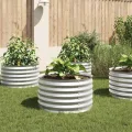 vidaXL Hochbeet, 80 x 80 x 44 cm, verzinkter Stahl, silberfarben, Blumenkasten - Thumbnail 3