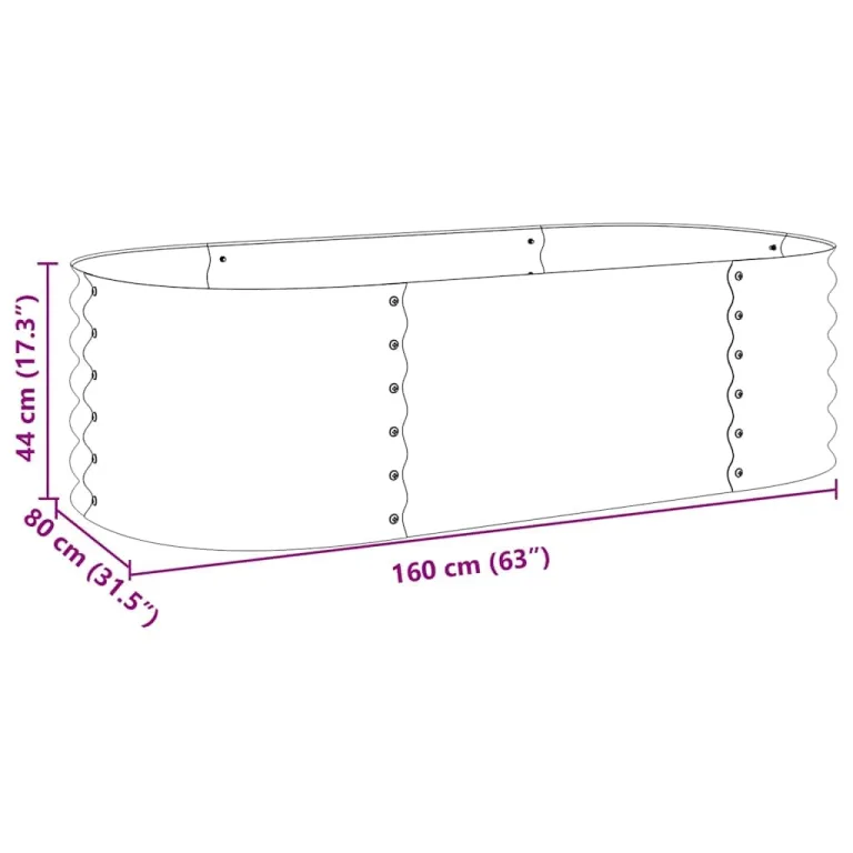 vidaXL Hochbeet Stahl Grau 160x80x44 cm Gemüsebeet Pflanzbeet Frühbeet Garten – Bild 3