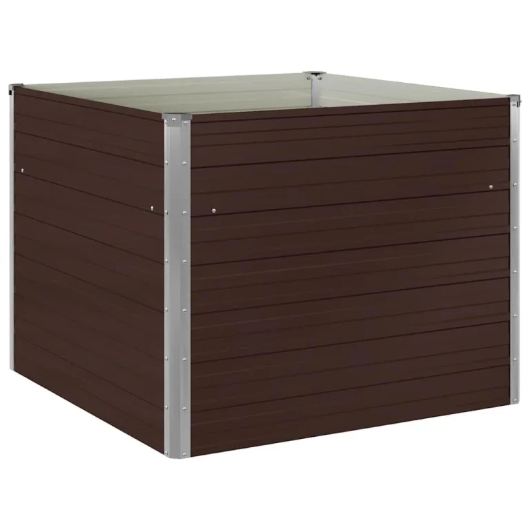 Hochbeet 100x100x77 cm aus verzinktem Stahl braunes Metall Pflanzkübel für Balkon Garten mit offenem Boden Modernes Design Robust & langlebig für Outdoor Küche Flur – Bild 2