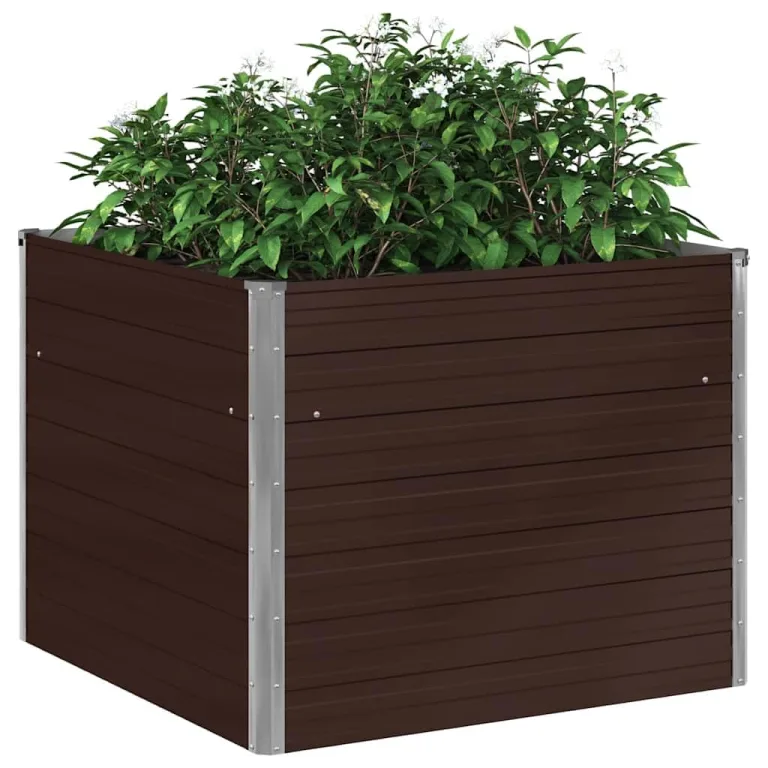 Hochbeet 100x100x77 cm aus verzinktem Stahl braunes Metall Pflanzkübel für Balkon Garten mit offenem Boden Modernes Design Robust & langlebig für Outdoor Küche Flur – Bild 5