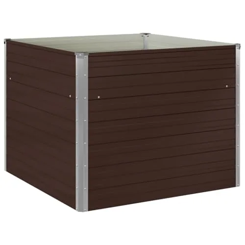 Hochbeet 100x100x77 cm aus verzinktem Stahl braunes Metall Pflanzkübel für Balkon Garten mit offenem Boden Modernes Design Robust & langlebig für Outdoor Küche Flur – Bild 10